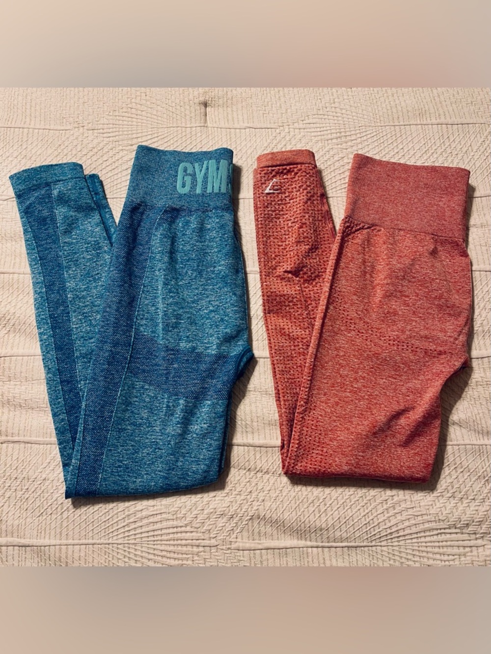 Gymshark Blue and Rust Seamless Leggings Duo